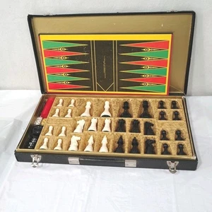 Selchow & Righter Chess Backgammon Checkers Set Vintage 1967 w Case **Read Des** - Picture 1 of 20