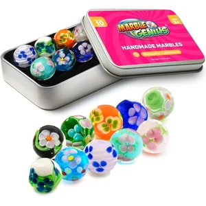Marmi da collezione, fiori, 16 mm (5/8 pollici), 10 biglie di vetro fatte a mano, regali... - Foto 1 di 6