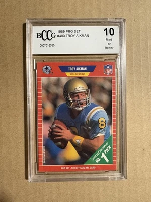 Troy Aikman Pro Set 1989 graduado BCCG 10 como nuevo novato radiocontrol #490 Cowboys Hof Foto 1 de 2