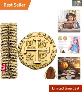 35 große Metall Piraten Münzen Set - Echt Gold Dublonen für Partys & Deko - Bild 1 von 9