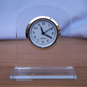 Quartz Desk Clock Clear Modern Minimalist Office Home Decor Gold - Picture 1 of 5