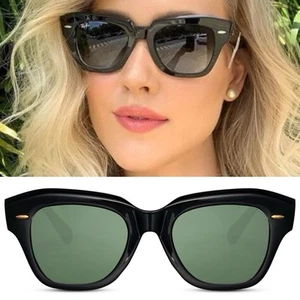 Geometric Sunglasses By Solo Solis Dark Frame & Green Lenses Unique Thick - Picture 1 of 8