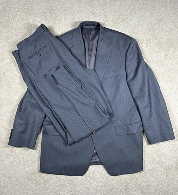 Ralph Lauren 2 Piezas Traje Para Hombre 44R 38x29 Gris 2 Botones Lana Pantalones Plisados Rayas Foto 1 de 4