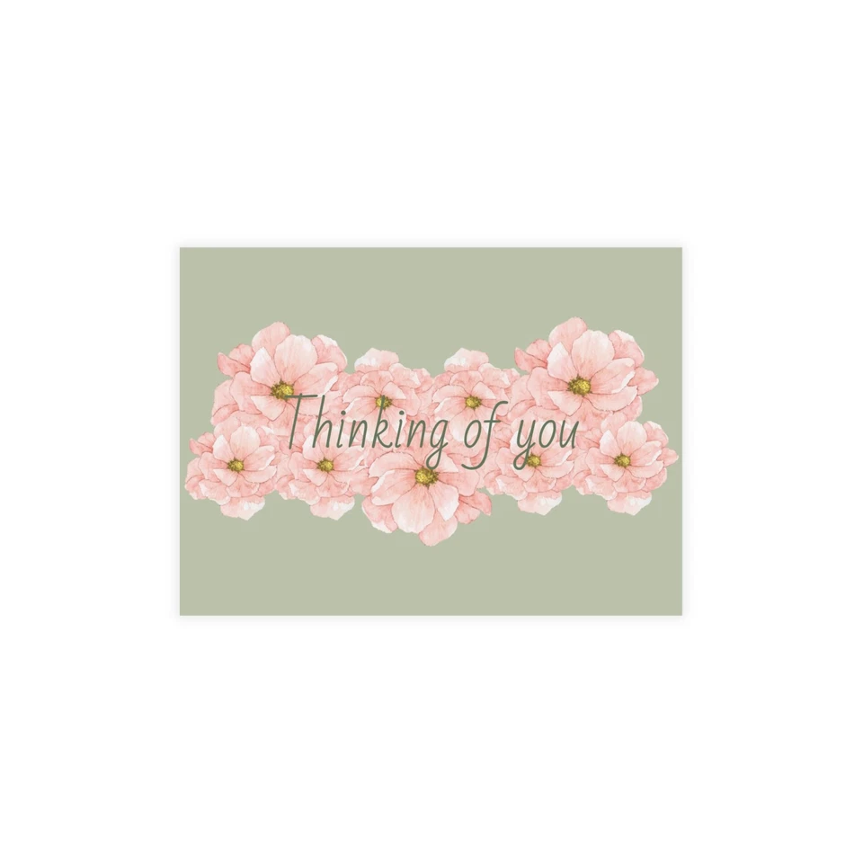 Postal 10 piezas (sobres incluidos) - Pensando en ti acuarela flores rosas Foto 1 de 1