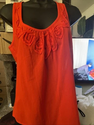 Camiseta sin mangas TRINA TURK elegante espalda cruzada talla P rojo tomate Foto 1 de 4