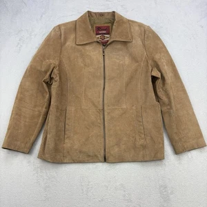Reed Sportswear Jacket Womens XL Beige Tan Leather Suede Full Zip Western 90s - Picture 1 of 12