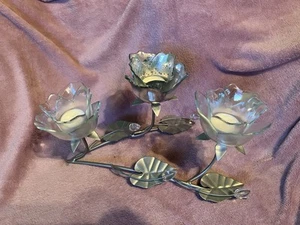 Formano Teelichthalter Leuchter Metall Glas Seerose - Bild 1 von 8