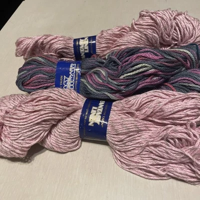 3 Skeins Of Sock Yarn  Fantasy Linen. Made In Brazil. 100 g Pink And Multi Color - Image 1 of 3