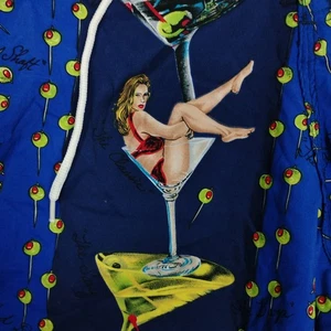 Vintage Rusty Board Shorts Mens 36 Blue Martini Girl Swim Trunks Made in USA NEW - Picture 1 of 16