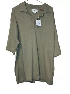 Zara Men's Polo Shirts Shorts Ribbed Linen Blend Relaxed Fit Wheath Medium NWT - Picture 1 of 11