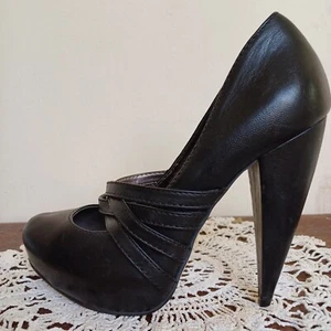Schwarze Leder-Pumps Aldo Gr. 38 Plateau 5 Inch Stilleto Riemchen Bondage - Bild 1 von 8
