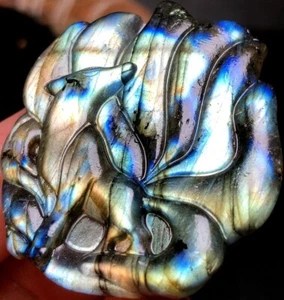 23g Fox carving Labradorite natural crystal Hand Carved Healing q958 - Picture 1 of 7