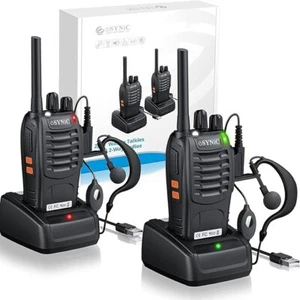 eSynic 2er Pack Profi Walkie Talkies für Erwachsene 5 km/3 Meilen lang Rang Walkie - Bild 1 von 3