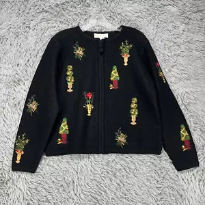 Susan Bristol Topiary Strickjacke Pullover Damen S Preppy bestickt Urlaub Wolle - Bild 1 von 10