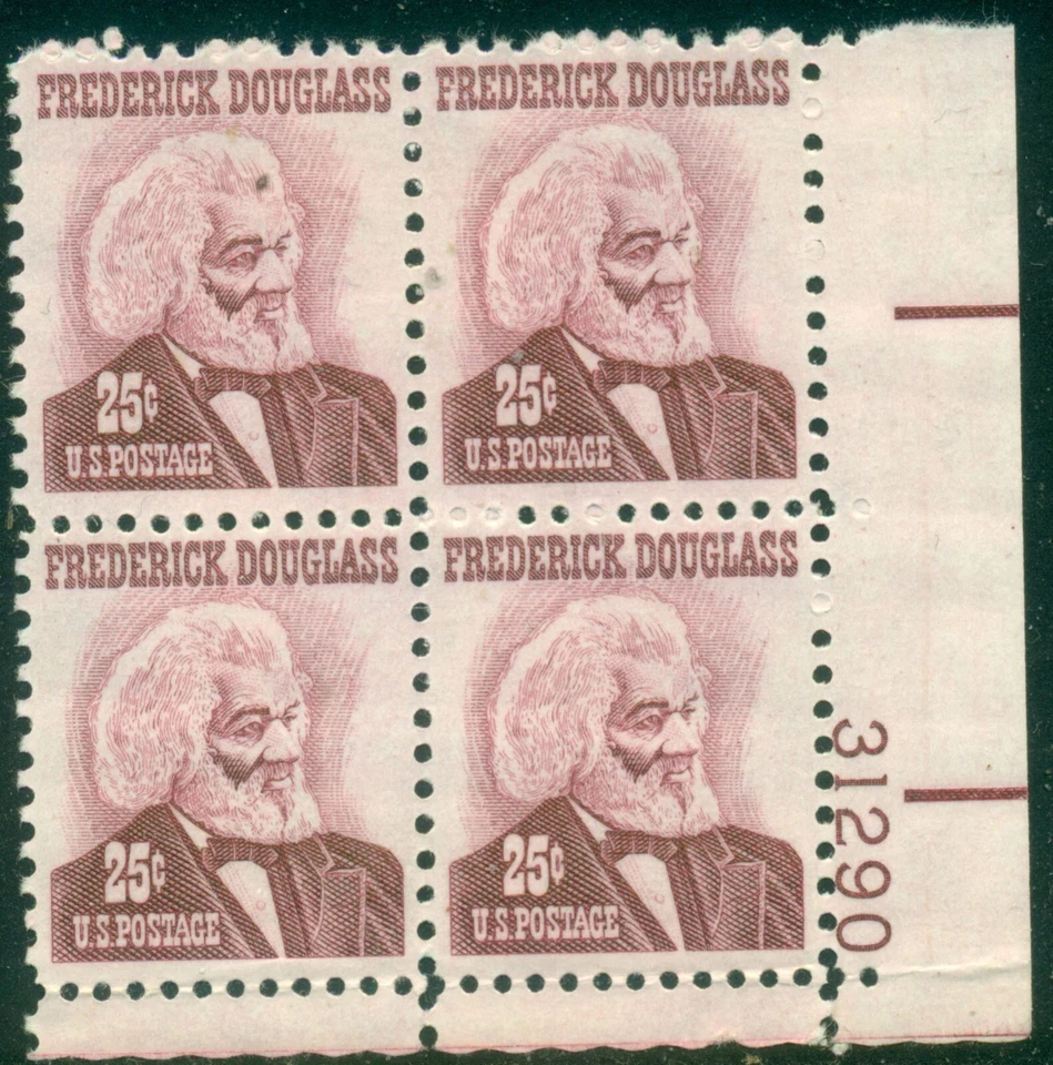 SCOTT # 1290 PLATE BLOCK, FREDERICK DOUGLASS, MINT, OG, NH, GREAT PRICE! - Image 1 of 1