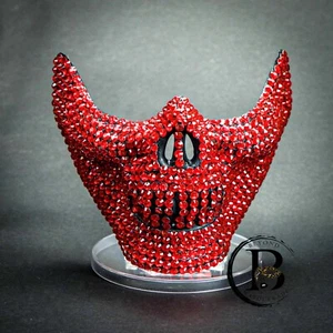 Rhinestone Jaw Mouth Half Face Halloween Costume Masquerade Mask - Picture 1 of 5