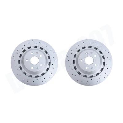 New Pair Set of 2 Front Drilled 370mm Disc Brake Rotors for 2017-2020 Audi RS3 Foto 1 de 4