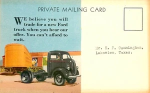 ANTIQUE FORD TRUCK AD, c 1940's, VINTAGE 3 x 5 CARD (U407) - Picture 1 of 2