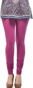 Women Cotton Churidar Legging Extra Long Plain Solid Pant Daily Wear Violet - Picture 1 of 3