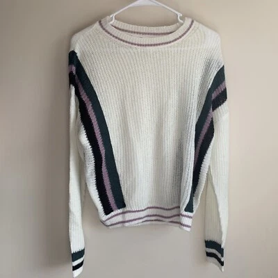 Suéter BP Latón Ciruela Mezcla Rayas Hombro Caído Talla Pequeña Nuevo con Etiquetas Foto 1 de 4