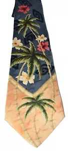 Mens Vtg Tommy Bahama Silk Tie Tropical Palm tree floral Made in USA - Picture 1 of 6