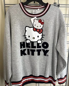 Hello Kitty Sanrio Crewneck Gray Sweatshirt Adult Large New NWT - Picture 1 of 5