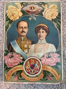 Antique 1910 Ravi Varma Press Lord & Lady Hardinge Governor General India Litho - Picture 1 of 2
