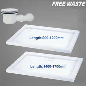 Rectangle Shower Enclosure Tray Slimline 40mm High Stone Resin With Free Waste - Picture 1 of 119
