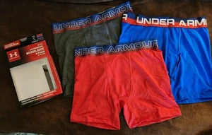 NEW UNDER ARMOUR 3 pc BOXERJOCK Gray Blue Red BOXER BRIEF UNDERWEAR YMD Medium - Picture 1 of 3