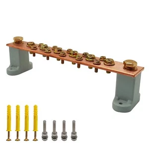 Copper Grounding Bar Kit 7.8" Copper Bus Bar Ground Bus Bar with 16 Terminal ... - Picture 1 of 6