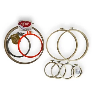 Lot 9 Wood Plastic Round Embroidery Hoops w Screws Multiple Sizes Anchor Morgan - Picture 1 of 1