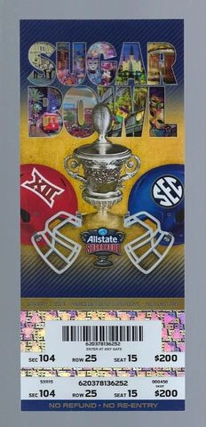 GEORGIA BULLDOGS v TEXAS LONGHORNS - 2019 NCAA SUGAR BOWL FULL FOOTBALL TICKET Cover