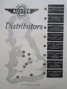 3/1946 PUB AUSTER AIRCRAFT STEEL AEROPLANE DISTRIBUTORS LEICESTER ORIGINAL AD - Picture 1 of 1