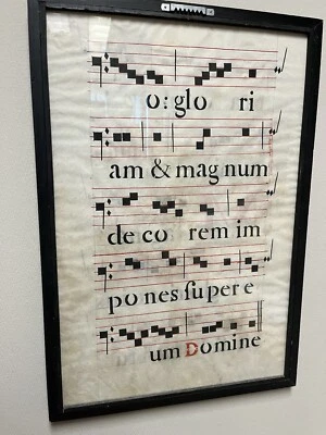 MEDIEVAL 2-SIDED LATIN SHEET MUSIC ON VELLUM, 20" x 13" - Image 1 of 4