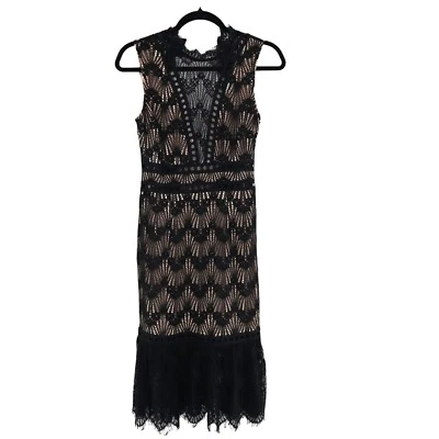 Charlotte Russe Lace Dress Womens M Black Flapper LBD Evening Wear Retro 20's - Image 1 of 4