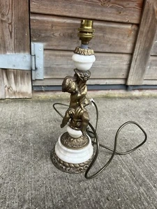 Cherub Gilded Brass & White Onyx Table Lamp - Picture 1 of 4