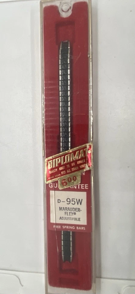 NUEVA CORREA DE RELOJ DE COLECCIÓN DIPLOMÁTICA PARA DAMAS MAURADER NEGRA/plateada anillo extremos expansión Foto 1 de 4