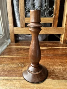 Walnut Wooden Hand Turned Candlestick Holder For Taper Dinner Candle - Picture 1 of 4