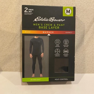Eddie Bauer Heat Control Midweight Long Shirt/Pants Base Layer Set Men M NEW - Image 1 of 4