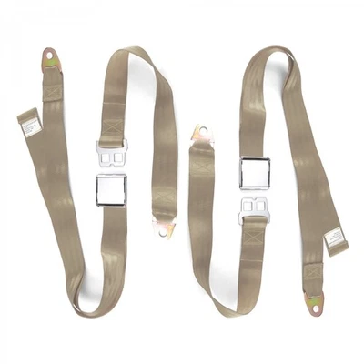 Kit de cinturón de seguridad Buick Roadmaster 1957 - 1958 avión 2pt bronceado regazo cubo - 2 cinturones Foto 1 de 4