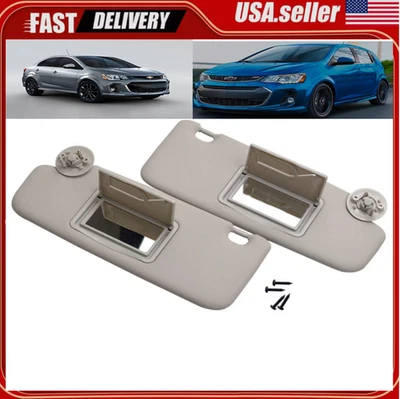 Pair Set Left+Right Gray Sun Visor With Mirror For Chevrolet 2012-2020 Sonic *** - Image 1 of 4