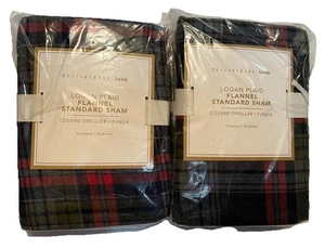 Pottery Barn Logan Plaid Flannel Shams_Standard_Set Of 2_New_TD - Picture 1 of 4
