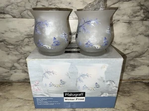 Pfaltzgraff Winter Frost Mini Frosted Hurricane 2er Set Kerze Weihnachten Polar - Bild 1 von 6