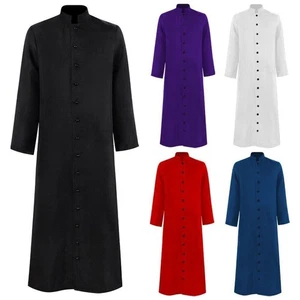 Church Mens Roman Cassock Orthodox Clergy Robe Single Breasted Priest Vestments - Picture 1 of 27