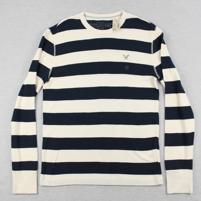 Suéter American Eagle Vintage Fit Para Hombre Talla M Azul Blanco Algodón Pullover Foto 1 de 4