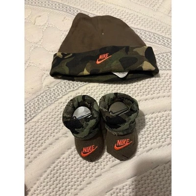 Nike Newborn Baby Boy Hat and Socks set in Camo - Image 1 of 2