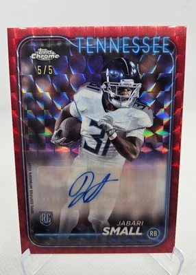 JABARI SMALL 2024 Topps Chrome RC Red Refractor Auto /5 Rookie Tenn Titans RARE - Image 1 of 4