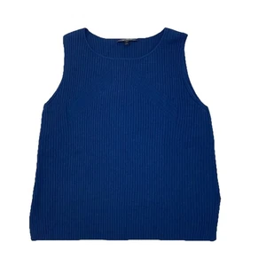 St. John Geripptes Tanktop Blau Größe L U-Ausschnitt Luxus 100% Kaschmir - Bild 1 von 9