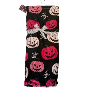 Juicy Couture Halloween Throw Blanket Black Pink Jack O Lantern Pumpkins 60x70 - Picture 1 of 4