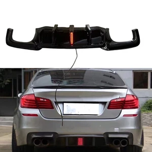 Rear Diffuser Lip For BMW 5 Series F10 F11 F18 M sport 2010-16 Black W/ Light - Picture 1 of 6